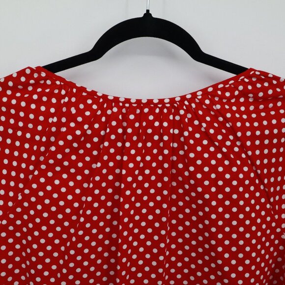 Retro Peasant Polka Dot Top Womens 14 Red Girly Vintage Sweet Simple Modest - Picture 6 of 15